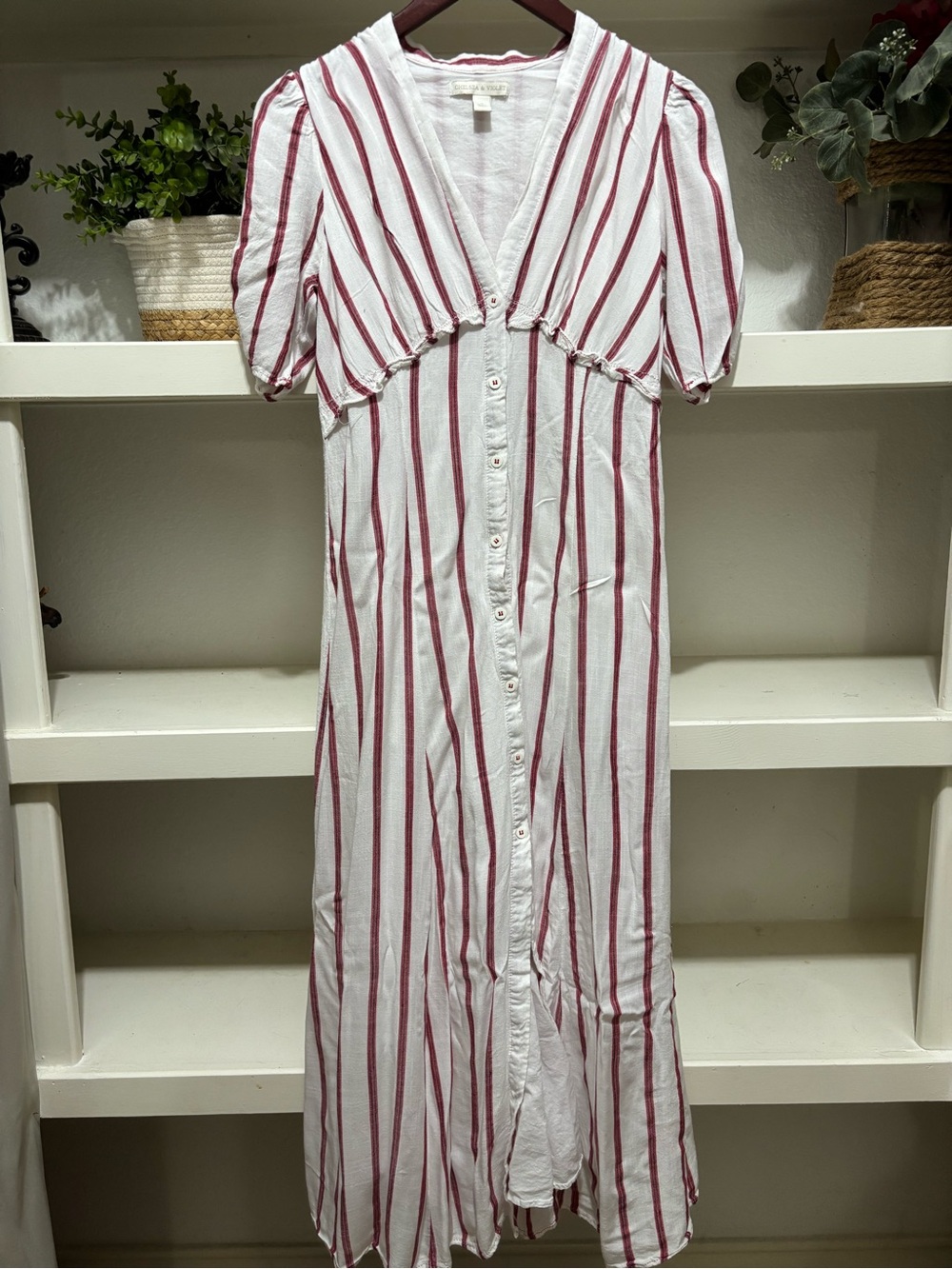 Chelsea & Violet White Maxi Dress with Red Stripes